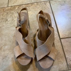 TOMS Beige Wedge Sandals